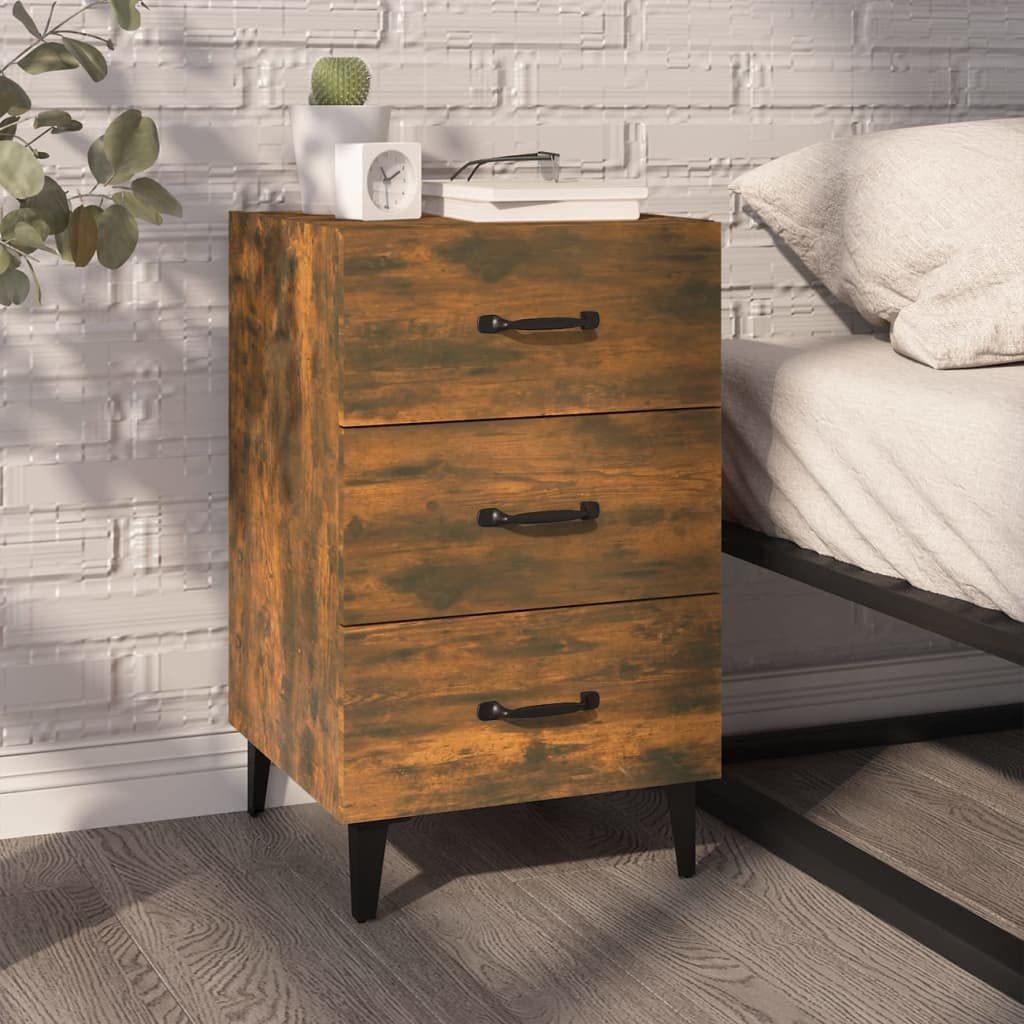 Table de chevet en chêne fumé petit meuble de nuit avec tiroir de rangement