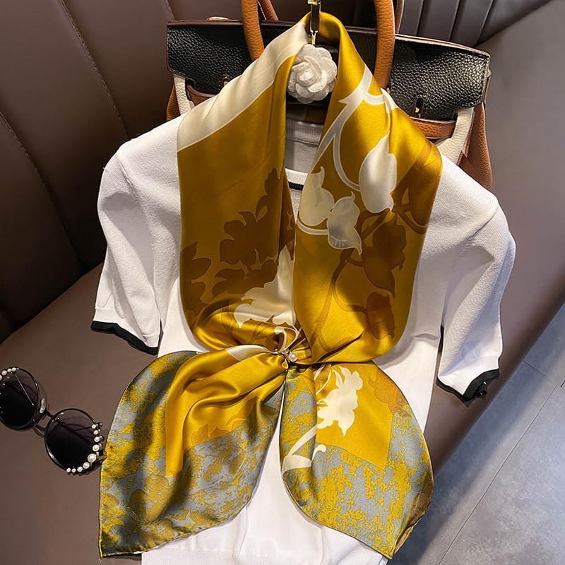 FairyCity Mulberry Silk Scarfs For Women Square Scarf 35" Lightweight Neckerchief Hair Bandanas Scarves - Image 2