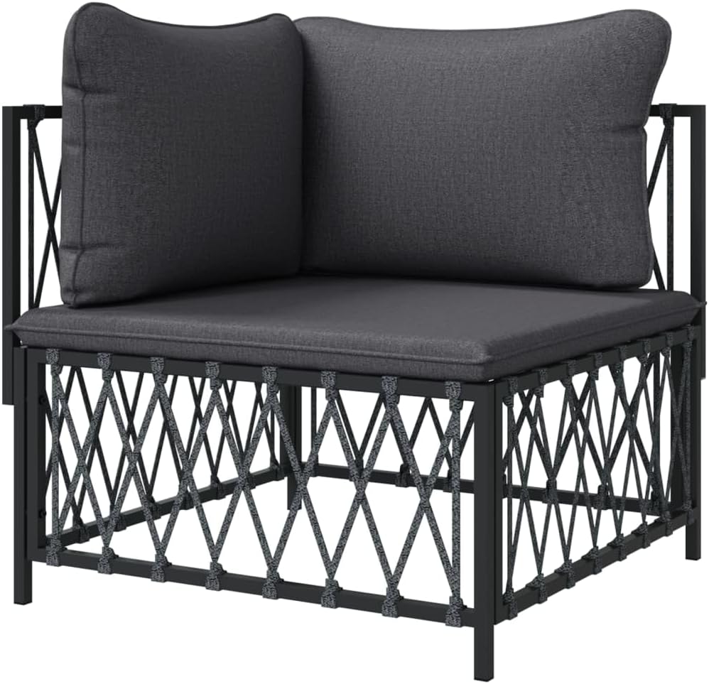 Patio Corner Sofa with Cushions Anthracite Woven Fabric,Weight:25.35lbs,364142