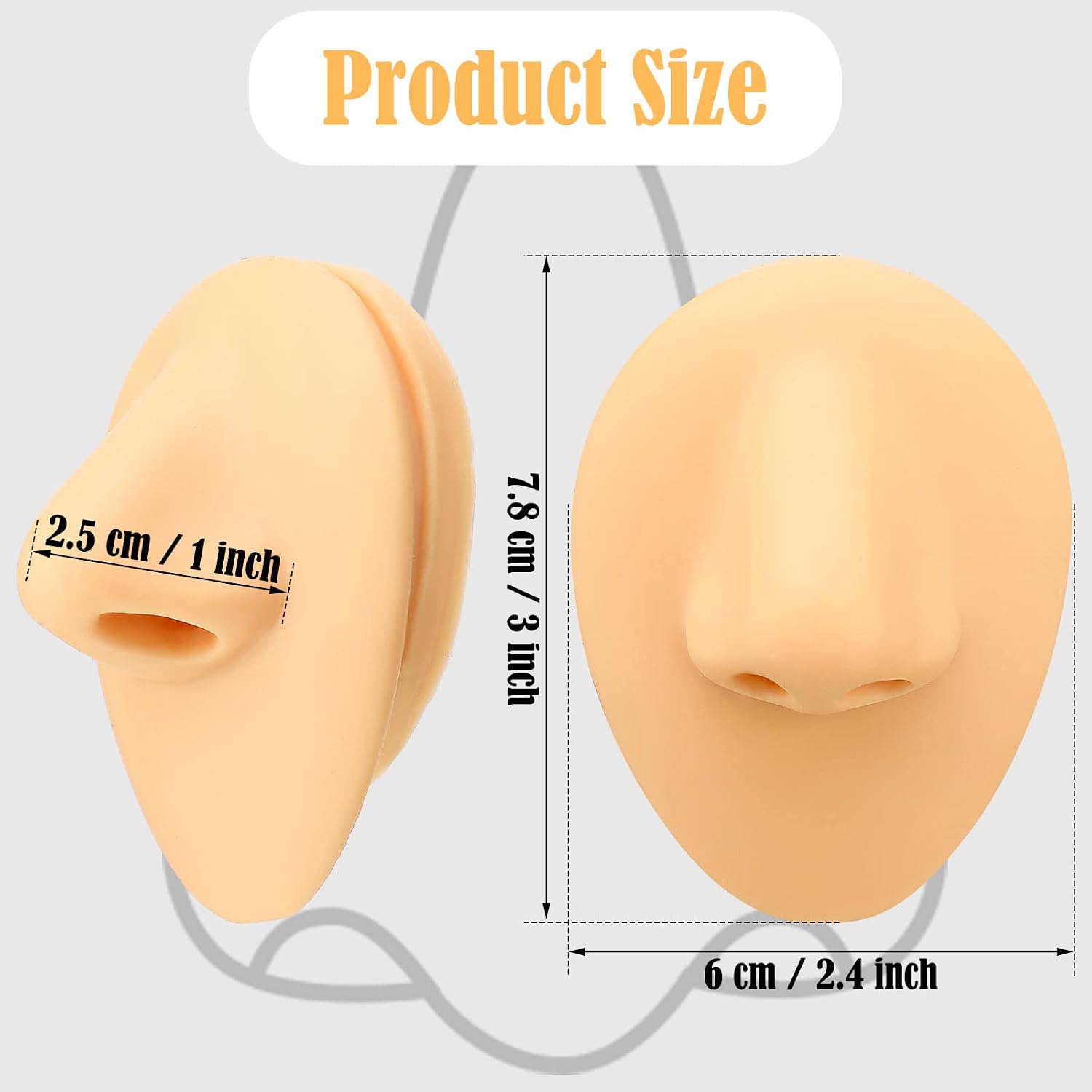 WILLBOND 2 Pcs Silicone Nose Model, Soft Flexible Body Part Displays, Realistic Fake Nose, Human Piercing Practice Body Model Parts for Jewelry Display, Practicing Suture, Mannequin Teaching Tool