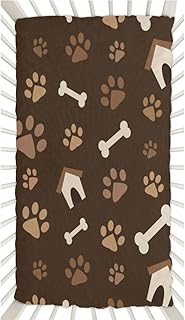 House Paw Print Bone Crib Sheets for Boys, Girls Machine Washable Soft Cozy Microfiber Fitted Crib Sheet for Standard Crib and Toddler Mattresses Boys Girls 28x52 Inch