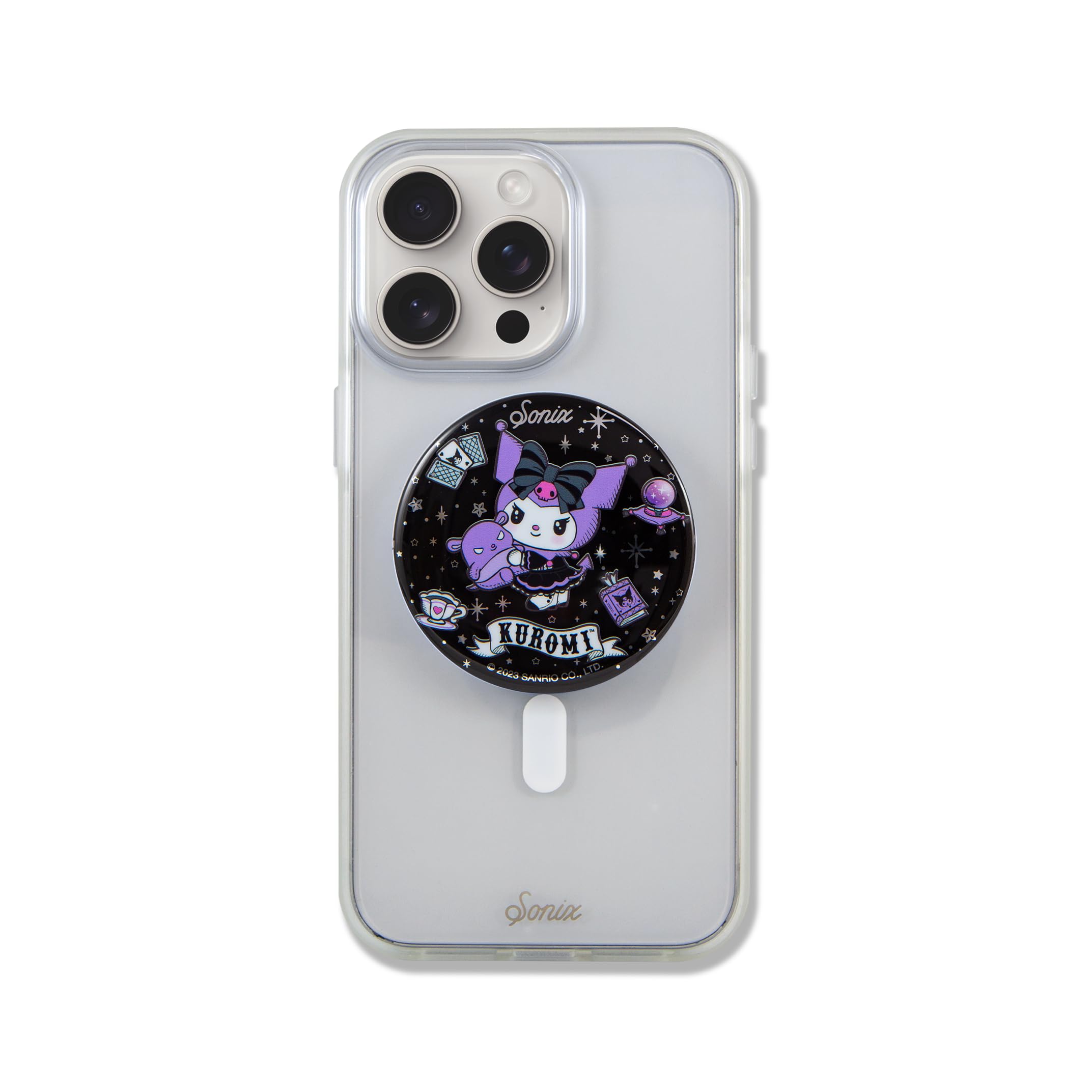 Sonixx Sanrio MagLink Snap Grip | Magnetic Phone Grip Holder and Collapsible Kickstand | Compatible with MagSafe | Kuromi Fortune Teller