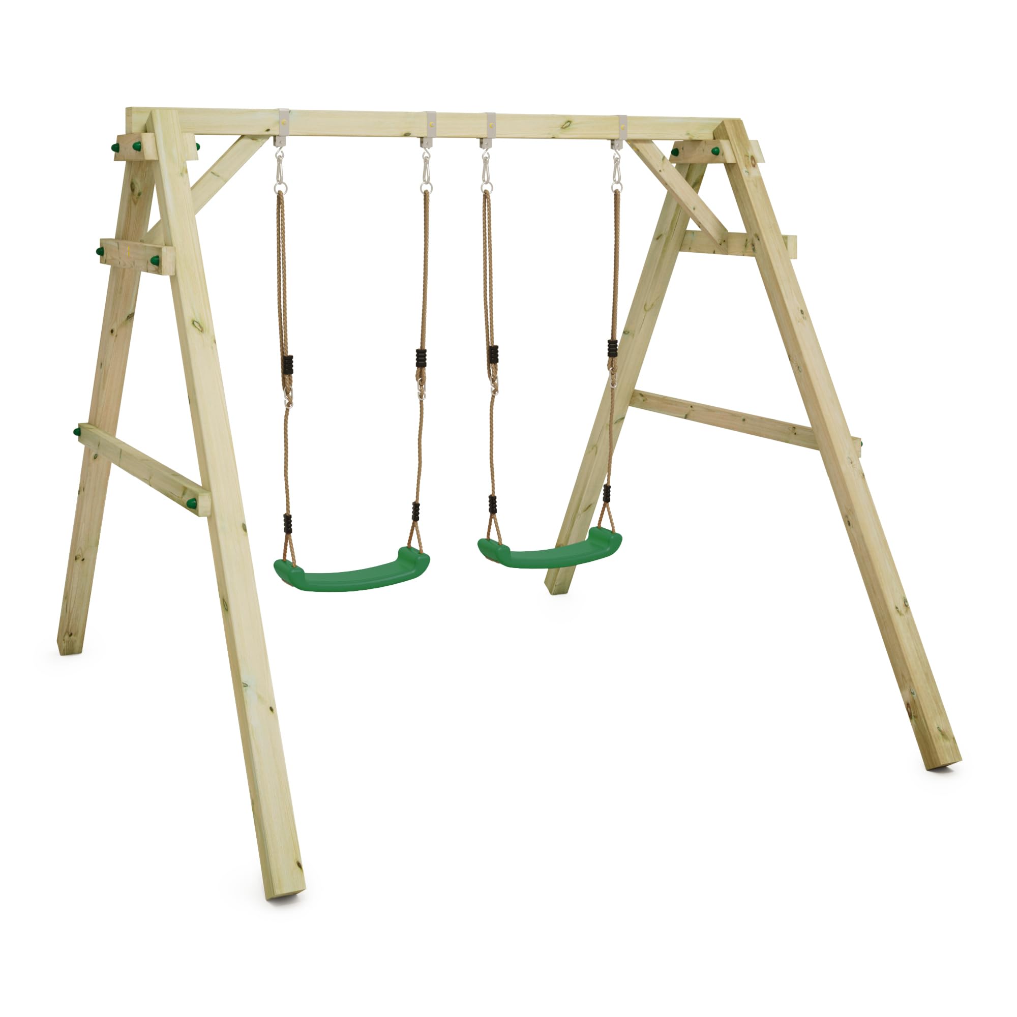 WICKEY Kinderschaukel Sky Dancer Prime Holz Outdoor Doppelschaukel grün | Schaukelgestell, Schaukelgerüst, Holzschaukel für Kinder, für Garten