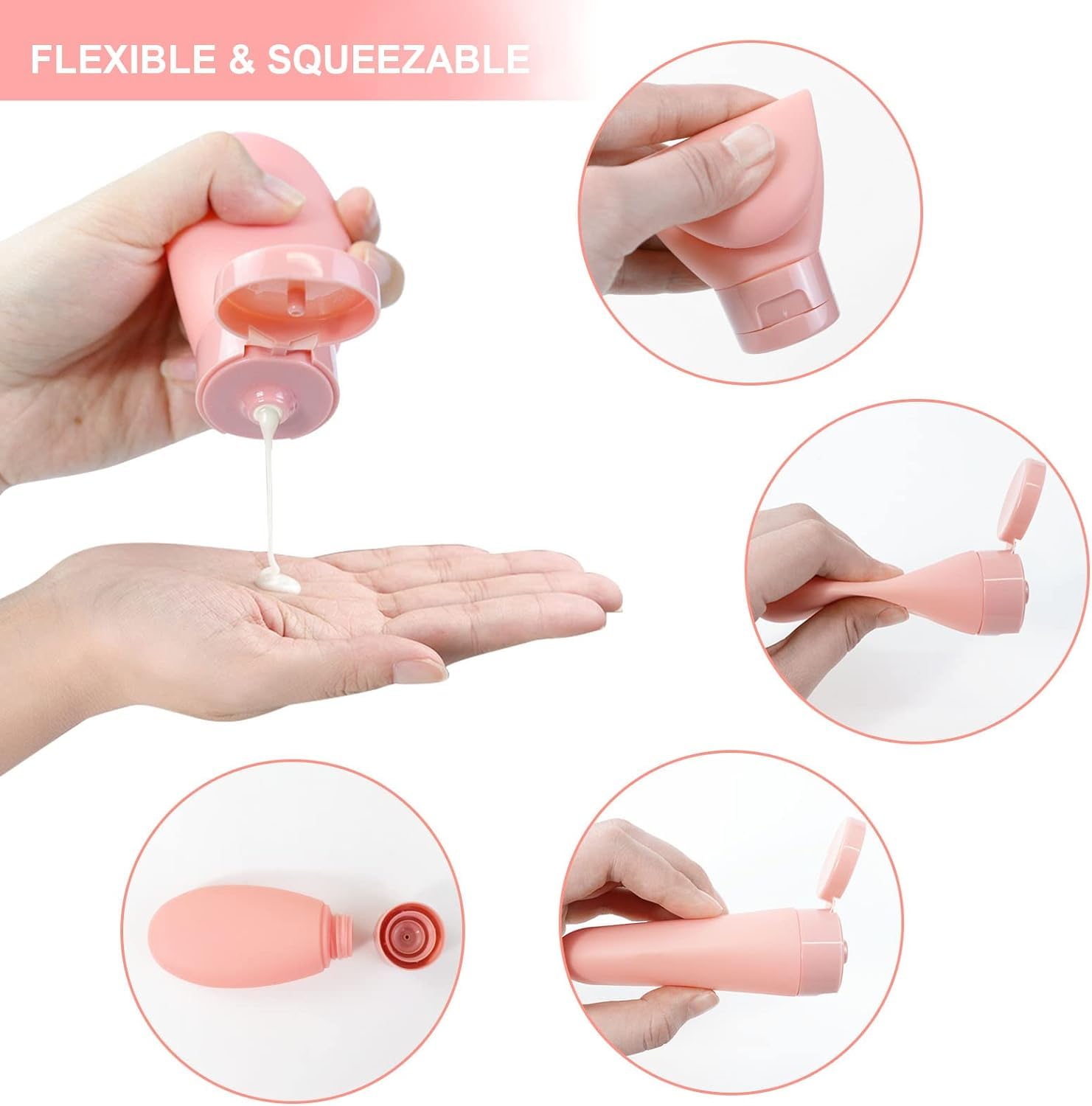 NILKANTH SHOPPERS Silicone Travel Bottles 3 Pack 60ml Leak Proof Squeeze Refillable Portable Empty Travel Size Bottles Accessories Containers for Toiletries Shampoo Conditioner Lotion 3