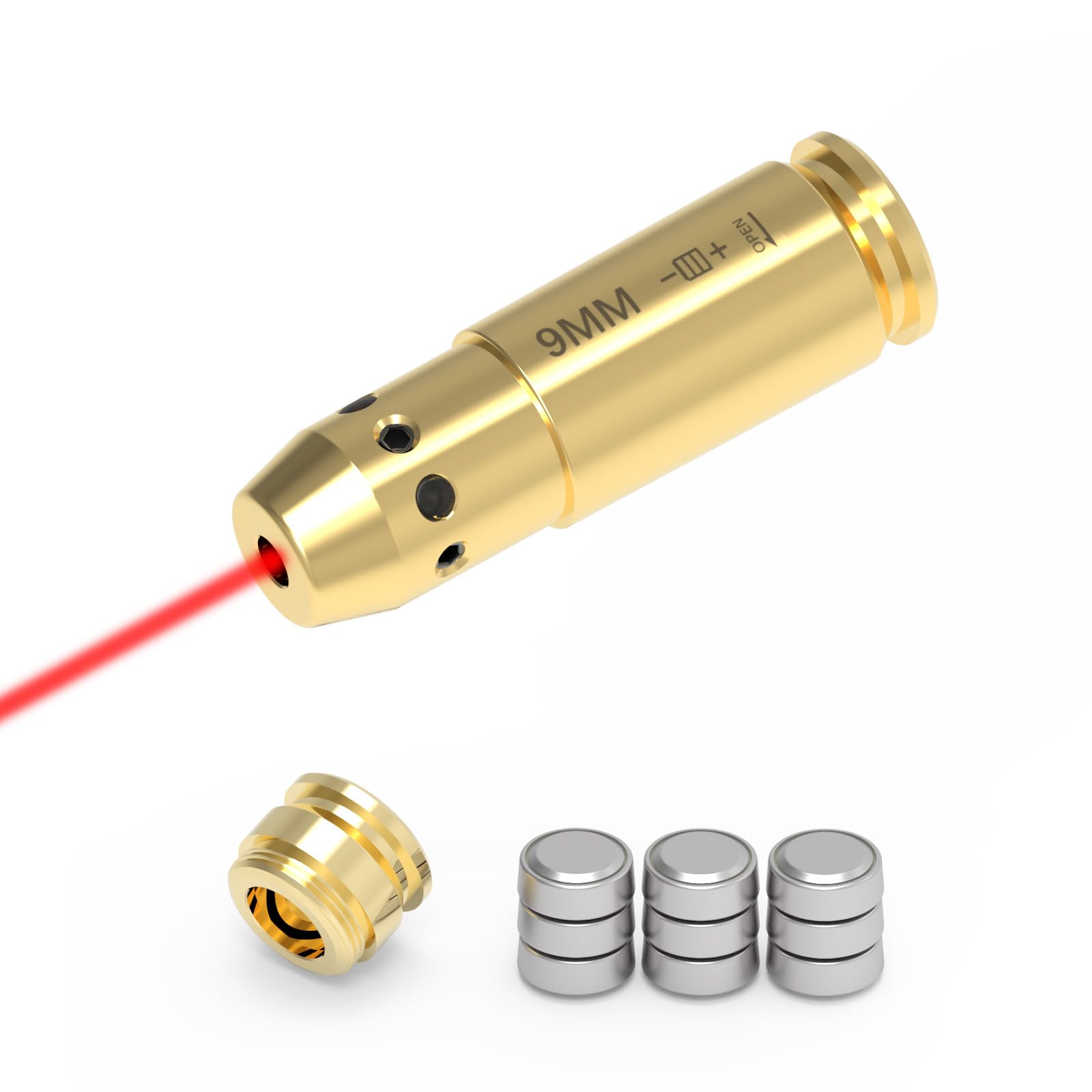9mm/380ACP/40S&amp;W/45ACP Dry Fire Training Cartridge Integrated Snap Cap for Dry Fire Trainer,Red Dot Beam Bullet with Double O-Ring