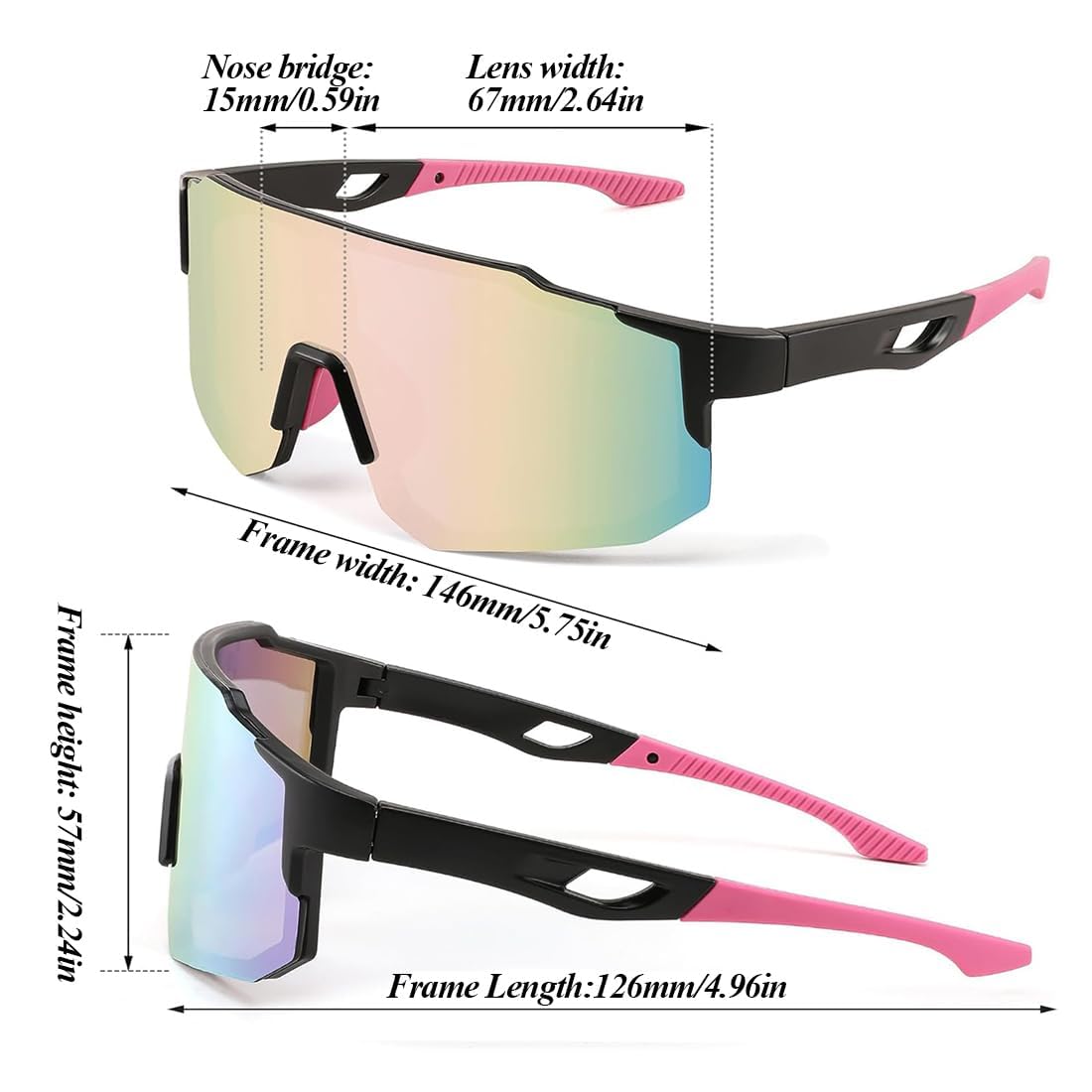 Occhiali da ciclismo, occhiali da ciclismo su strada per uomo e donna - Protezione UV400, occhiali da sole per ciclismo, moto, corsa, sci, baseball, pesca, beach volley