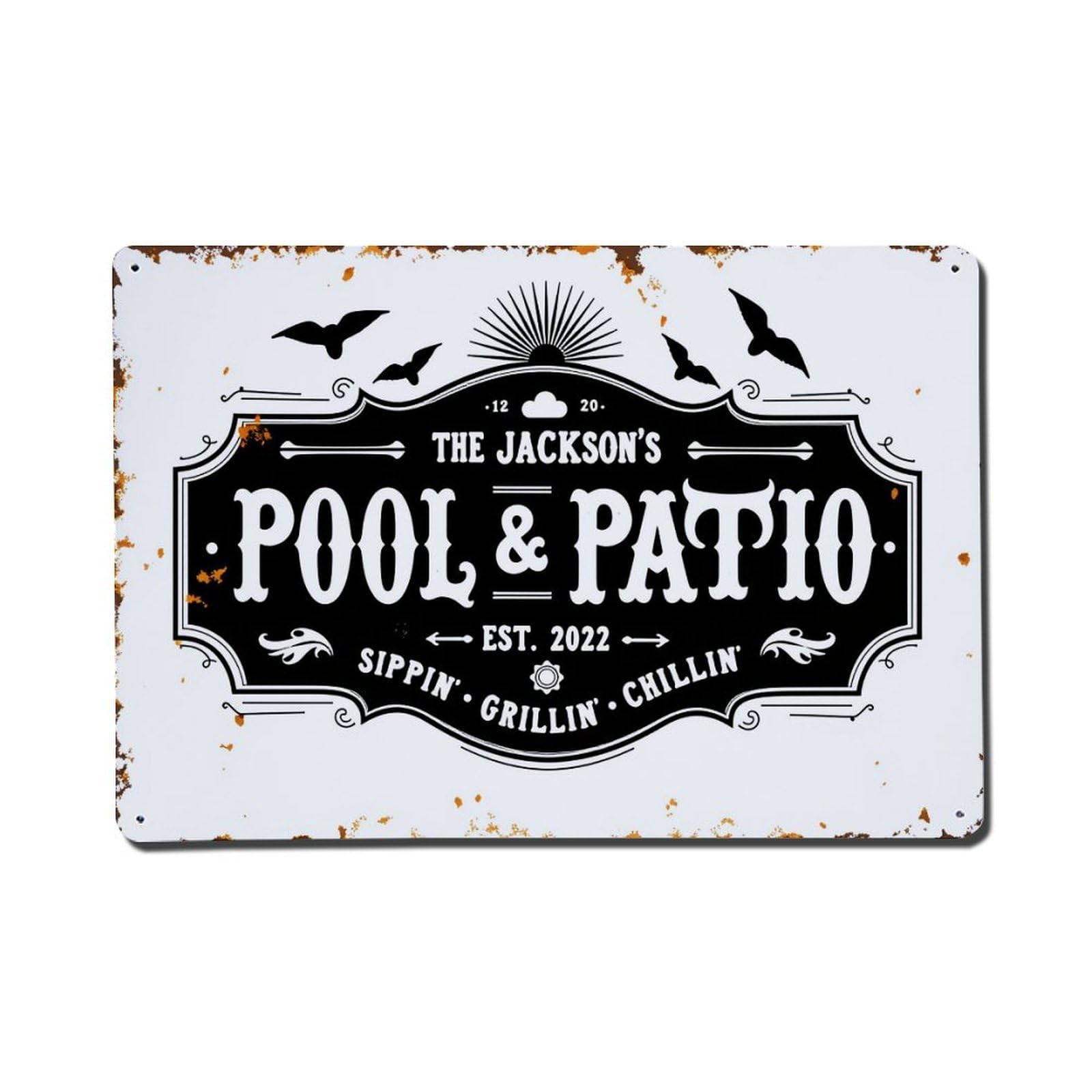 Vintage Sign Design Pattern Tin Sign Vintage Metal Poster, Home Bar Garage Man Cave Cafe Indoor & Outdoor Wall Decoration 8x12Inches