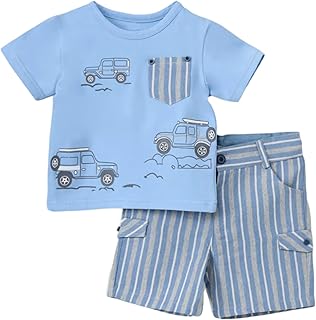 طقم للأولاد مكون من تيشرت نصف كم مطبوع عليه سيارة وشورت من سيكا، 2 قطعة