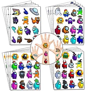 Among Us Feestartikelen Geschenken, Among Us Tijdelijke Tattoos Stickers voor Game Fans Feestdecoraties benodigdheden…
