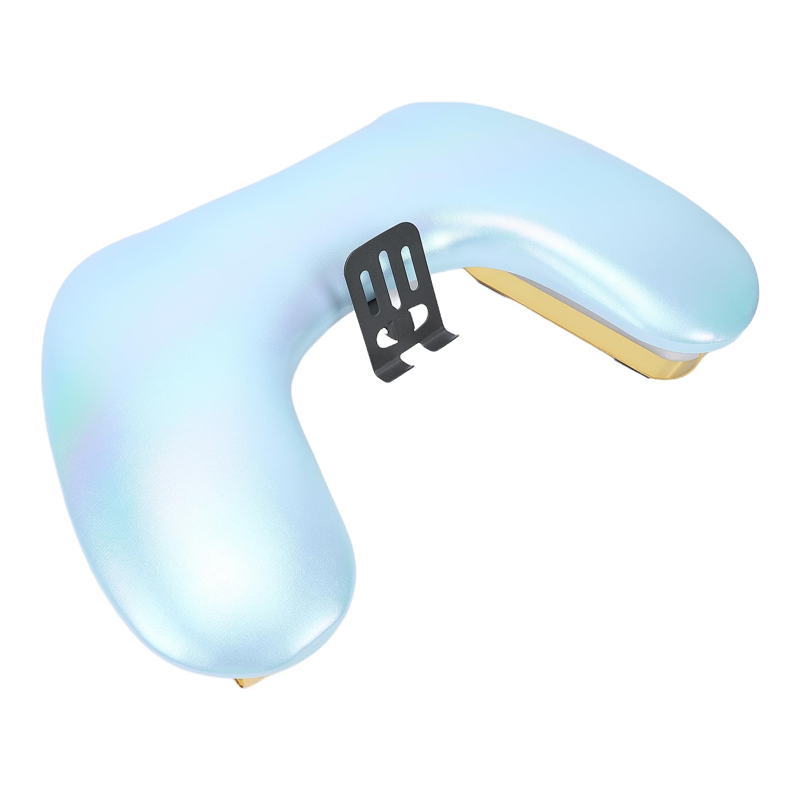 Reposabrazos ergonómico para uñas en forma de U, piel sintética, soporte ajustable para teléfono, cojín cómodo para manicura profesional y salón de belleza (cielo azul)