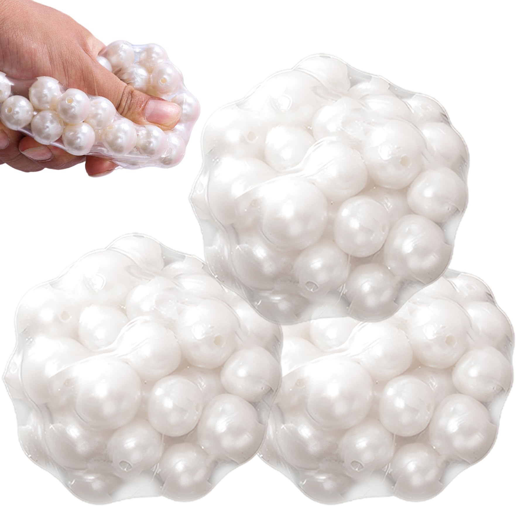 Stress Balls For Kids, Squish Toys, 3PCS Funny Pearl Stress Balls, Soft Flexible Squeeze Toys, for Adults and Kids