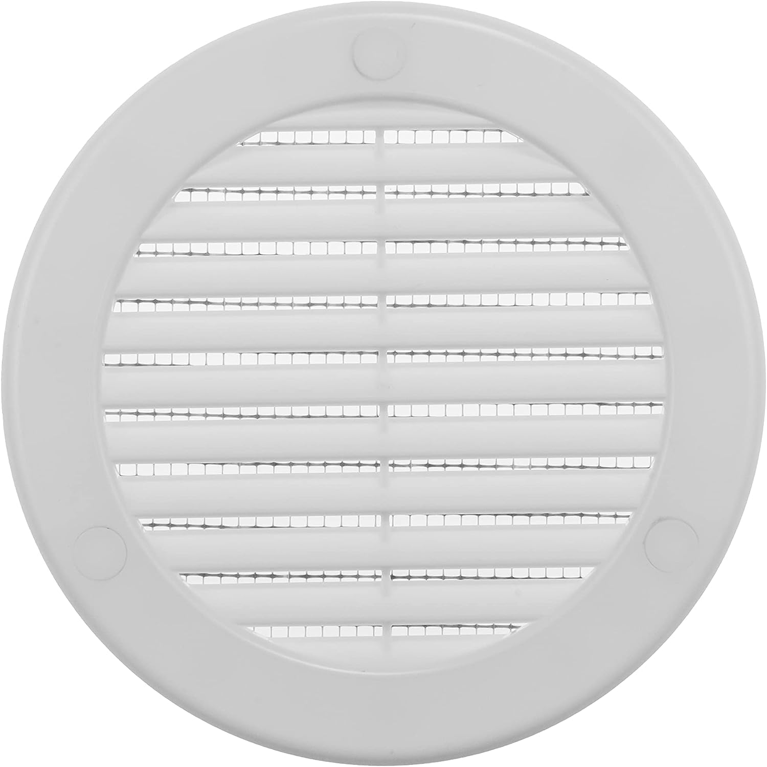 Vent Systems 100 mm / 4" Inch (Opening Dimensions) - Pack of 100 - White Soffit Vent Cover - Plastic Round Air Vent Grille - Built-in Mesh Screen - HVAC Register Louver for Bathroom, Home, Kitchen