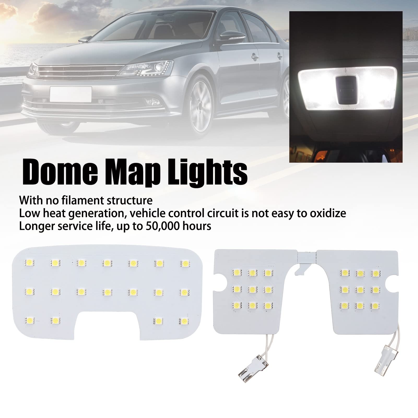 Aramox Kit 3 Luci LED Interni Per Auto – 36 SMD5050 8000LM – Luce Di Lettura Bianca Plug&Play Per Hyundai IX35 - 4