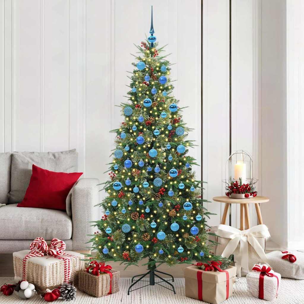 Sapin de Noël artificiel vert 180 cm avec LED blanc chaud intégré