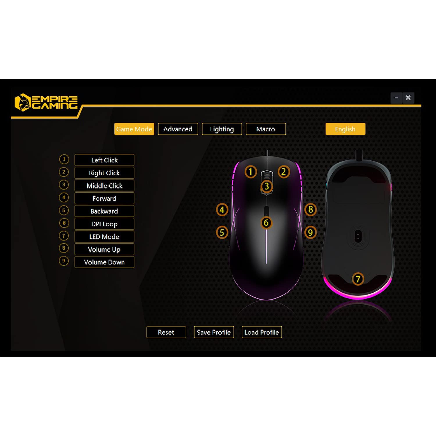 EMPIRE GAMING - X-Blades Przewodowa mysz gamingowa - Oburęczna - Podświetlenie LED RGB - Ergonomiczna - 6400 DPI 1000 Hz - 7 programowalnych przycisków - oprogramowanie w zestawie