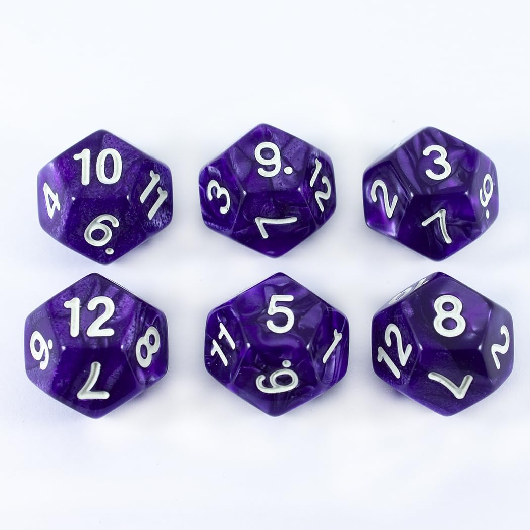 Paladin Roleplaying Purple D12 Dice - Pearl Effect - Set of Six