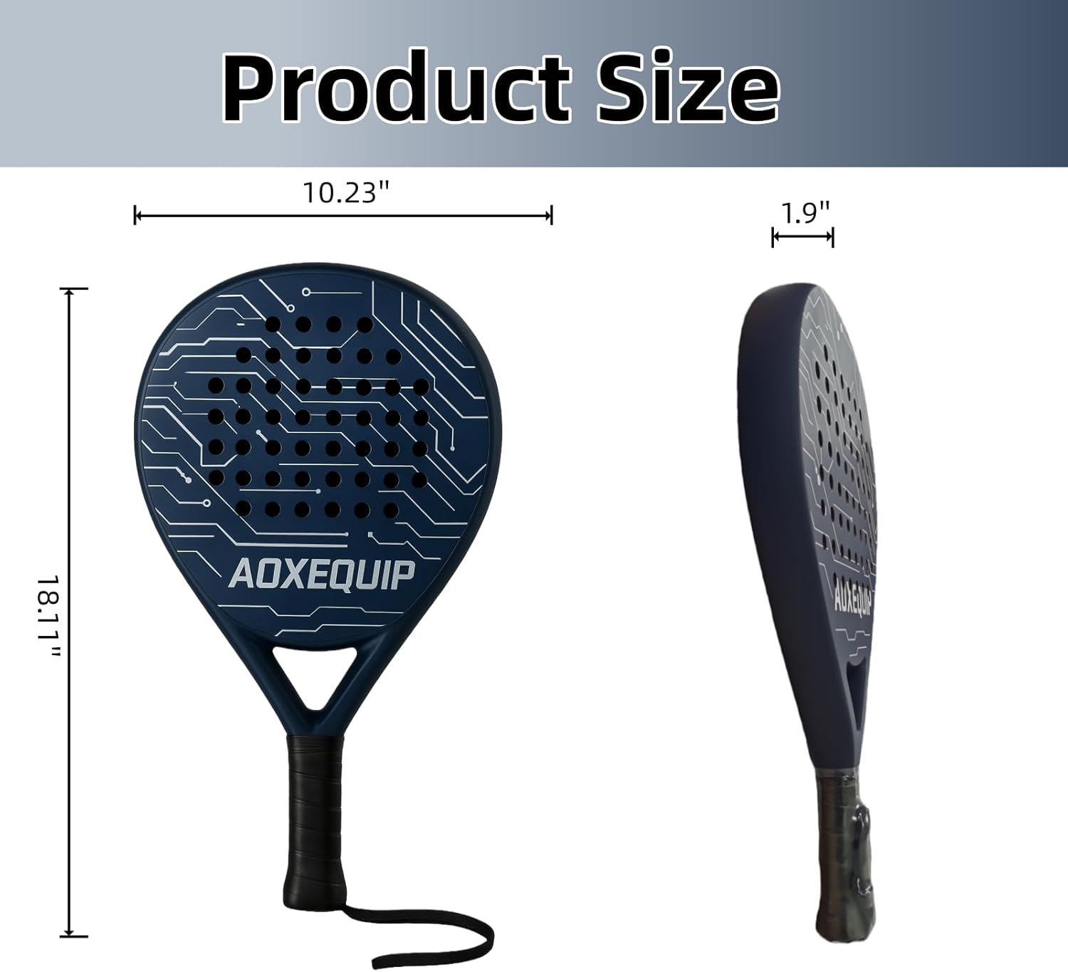 Padel Racket, Carbon Fiber Surface with EVA Memory Foam Core, Padel Racquet,Pala Padels(Navy Blue)