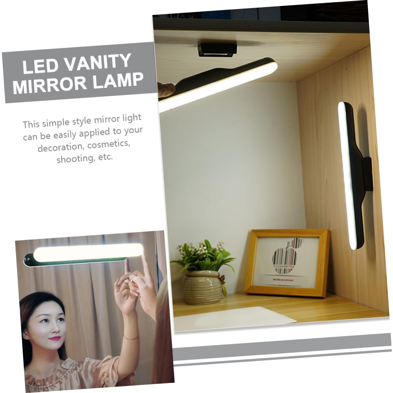 Lámpara de Lectura Táctil para Espejo Luces Magnéticas de Pared, Diseño Moderno en Abs, Luz LED Neutra para Tocador y Baño
