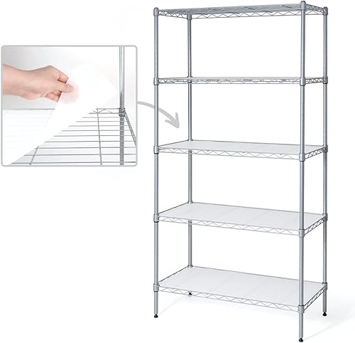 Fencer Wire NSF - Estantería de alambre de altura ajustable con forro estantería de almacenamiento para sótano estantes de almacenamiento de acero