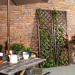 MyGift Brown Wood Wall Hanging Large Garden Trellis for Climbing Plants Outdoor with Lattice Design,Set of 2 MyGift Brown Wood Wall Hanging Large Garden Trellis for Climbing Plants Outdoor with Lattice DesignSet of 2
