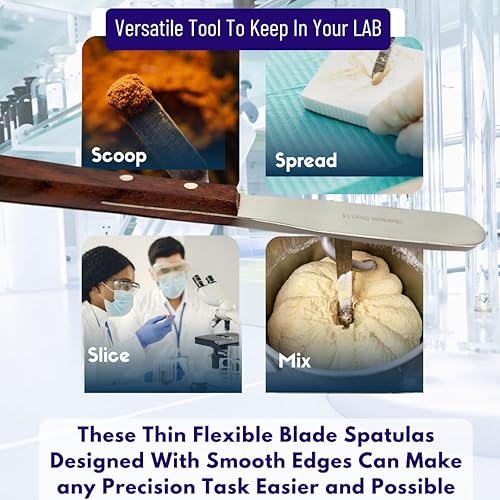 Miniatura 7 de Espátula de laboratorio, mango de madera, hoja de acero inoxidable de 8 pulgadas, remaches de latón para dar como regalo de técnico de farmacia para