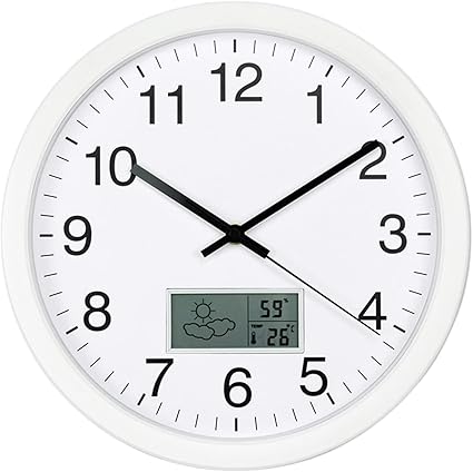 Amazon Co Jp 掛け時計 おしゃれ 温度 湿度 壁掛け時計 アナログ 静音 連続秒針 時計 壁掛け 北欧 かけ時計 シンプル インテリア 部屋飾り 贈り物 ホワイト ホーム キッチン