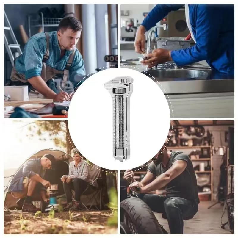 Mini Multitool Wrench,Mini Multitool Schraubenschlüssel,Compact Titanium Multitool, Mini Multifunktionaler Schraubenschlüssel, Flaschenöffner,Bieröffner, Nagelzieher, Verstellbares Multitool (2PCS)