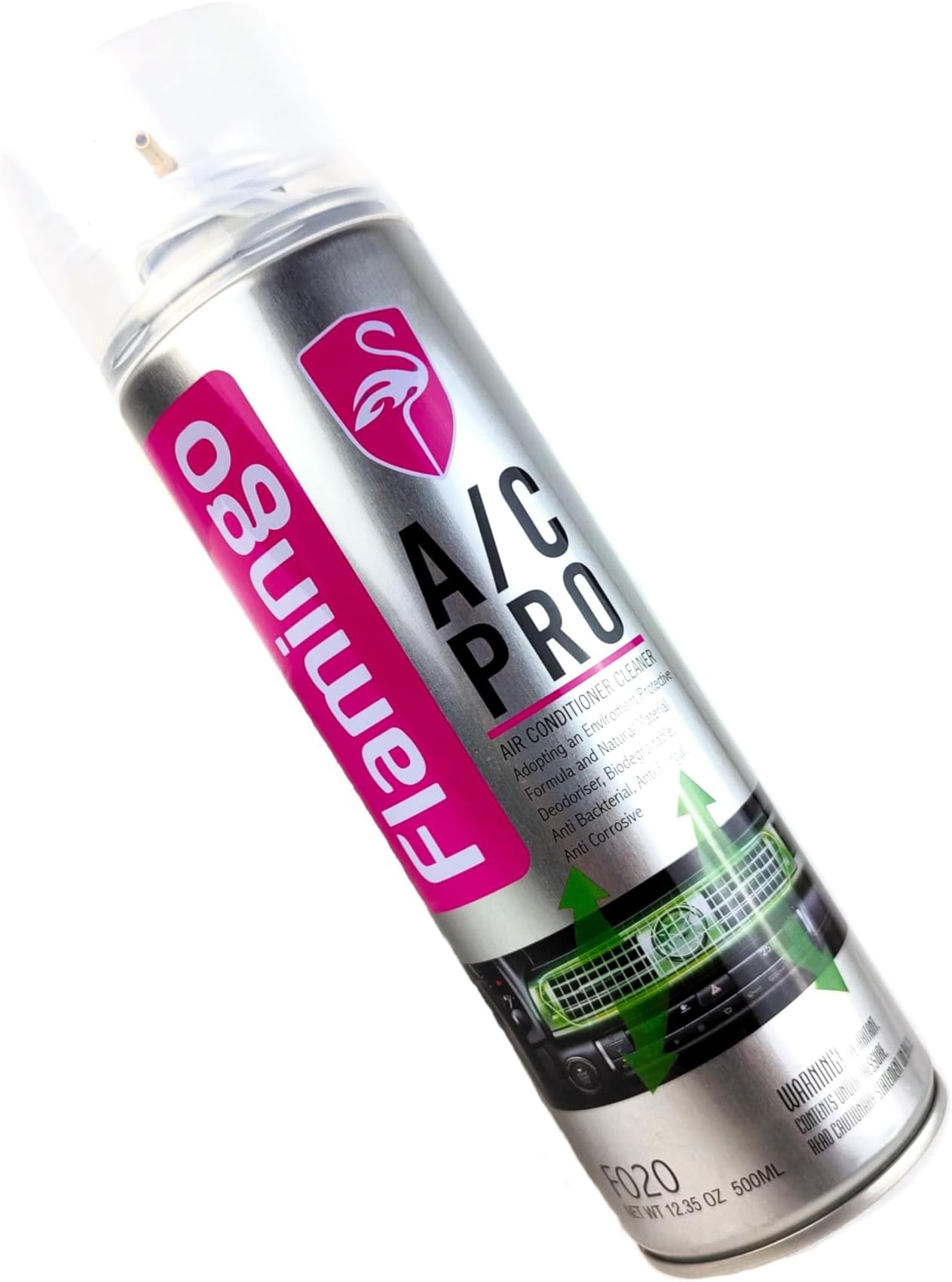Flamingo Carcare Tech A/C Pro, Ac Cleaner, Air Conditioner Anti Backterial, Corrosive, F020, 500Ml, منظف مكيف, معقم غسيل مزيل الرائحة و يقضي على البكتريا والجراثيم في المكيف