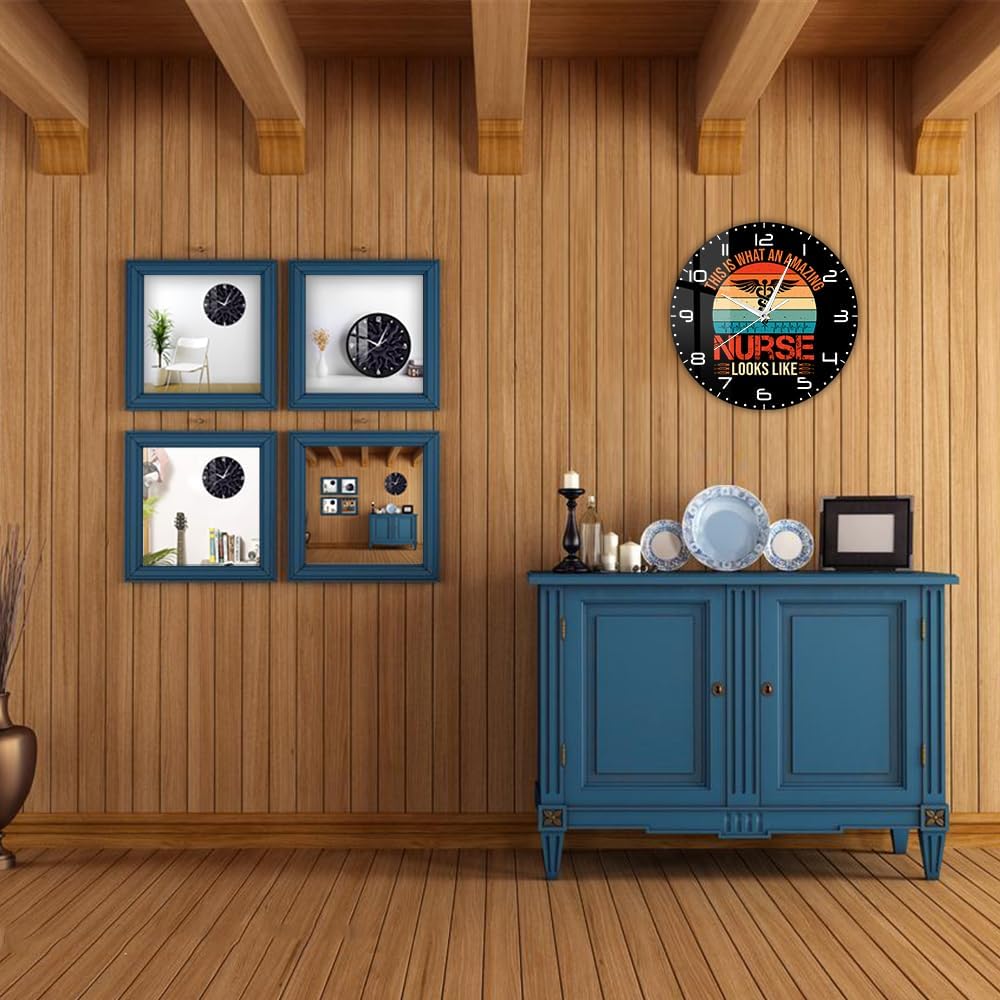 15 Inch Amazing Nurse Quotes Retro Wall Clock, Nurse Life Decorative Clock Wall Watch Silent Movement Wall Clock Battery Operated for Nursing Office Medical Student Nurse Appreciation Gifts