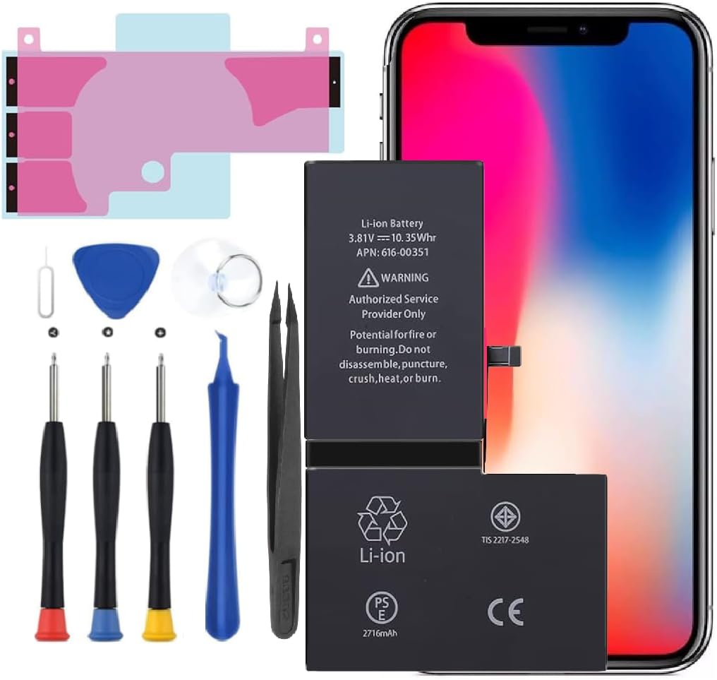 Battery for iPhone X, Upgraded Phone X Battery Replacement Compatible with iPhone X A1865 A1901 A1902 with Professional Repair Tools Kit