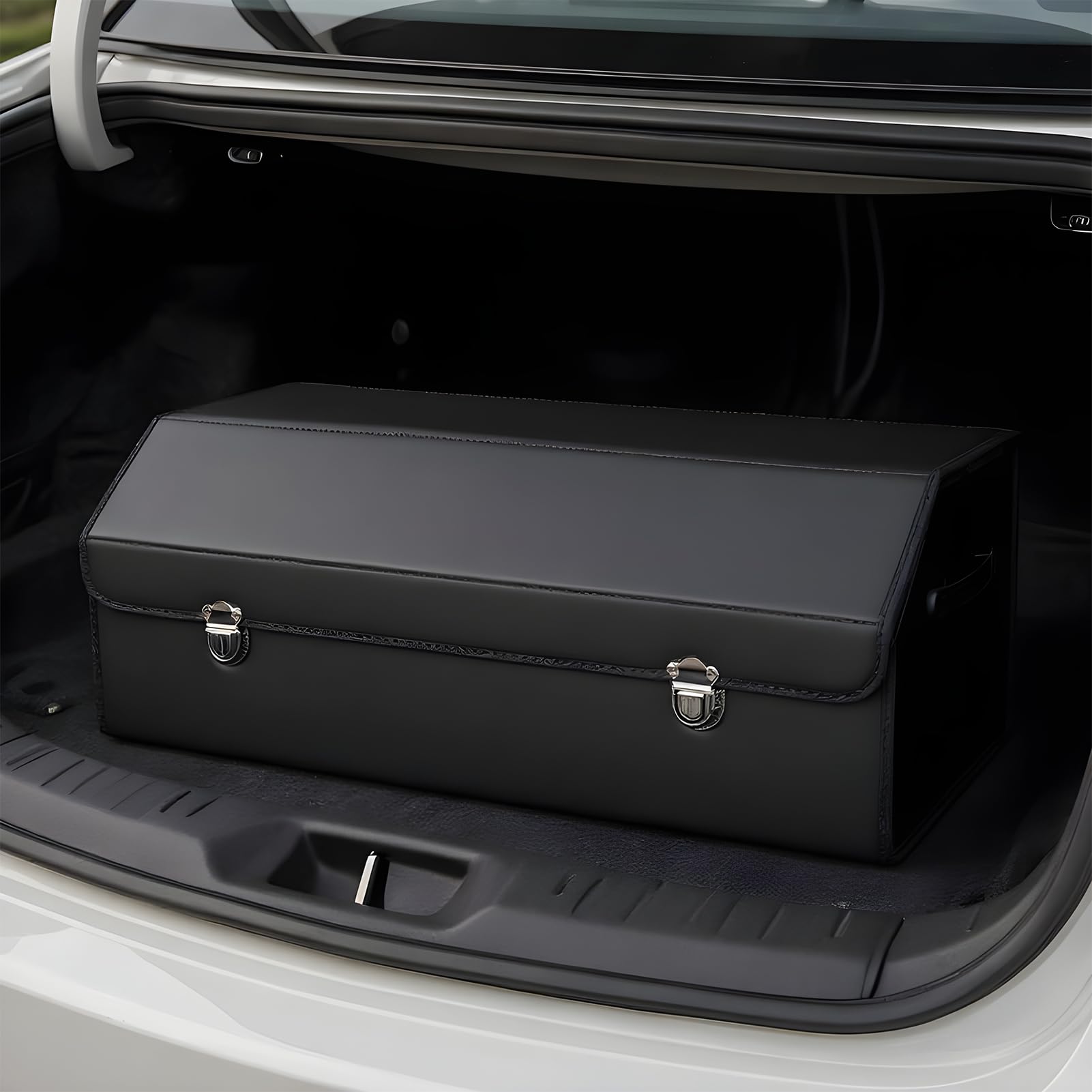 Organizer per bagagliaio auto, per alimenti, organizer per accessori auto, impermeabile, effetto pelle, pieghevole, accessorio per veicolo per SUV, camion, viaggi, vacanze, auto, campeggio