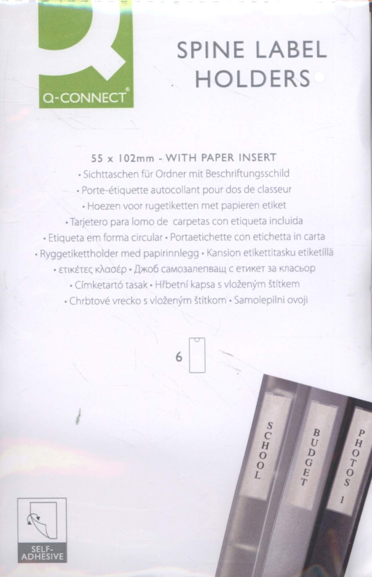 Q-CONNECT kf27045, tasche per angoli, etichette, Pellicole, Targhetta adesiva 6 pezzi