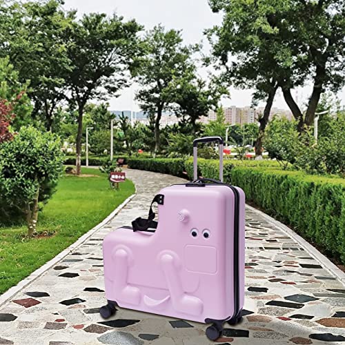 24" Kids Luggage, Kid Ride on Suitcase with Combination Lock&Wheels, Pink Carry On Trolley Luggage Kid Gift Recommended Age 4-12 Years Old4