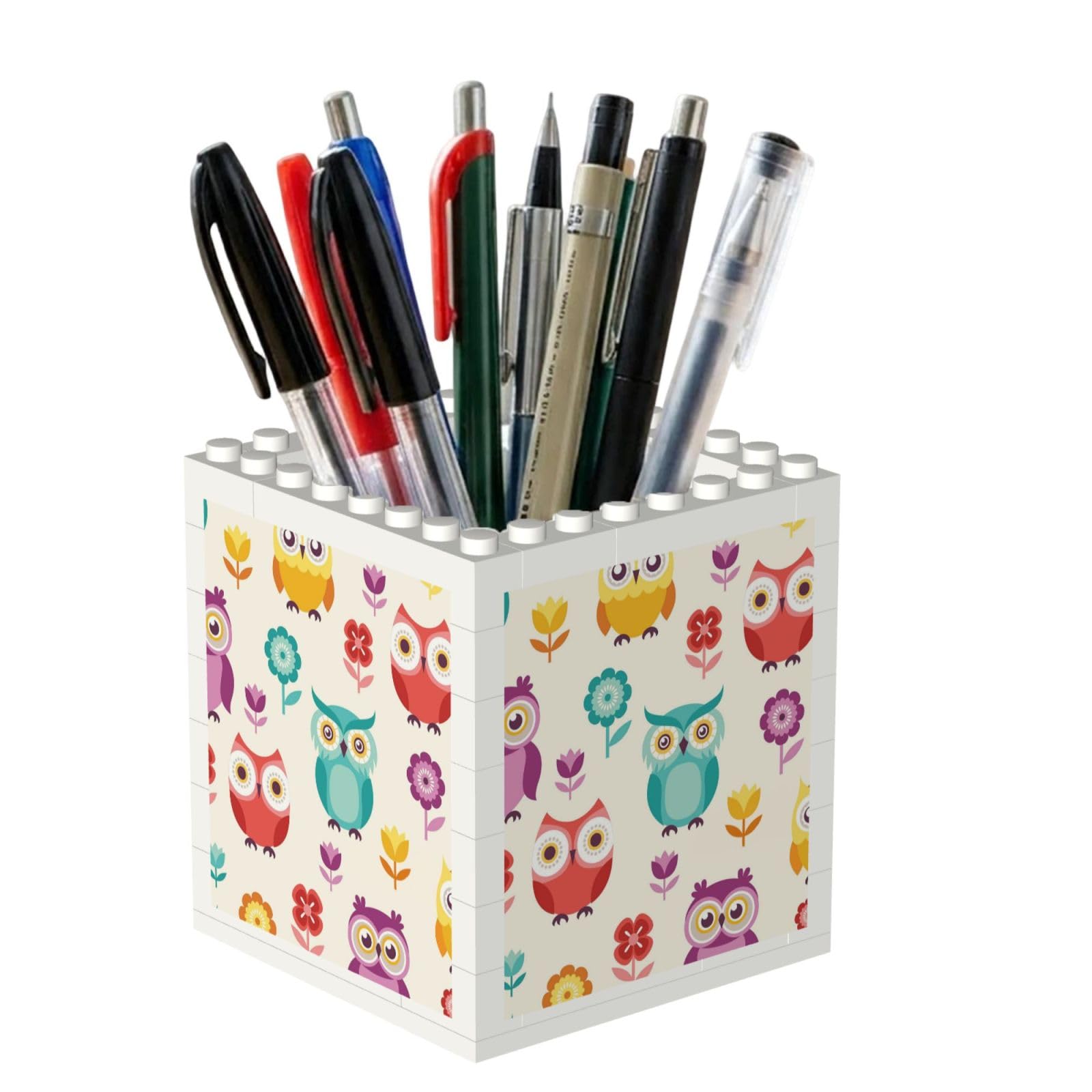 Poadnly Owl Pattern, Pen Pot Pencil Holder for Office Home School, Compact Desk Organiser for Office Stationery