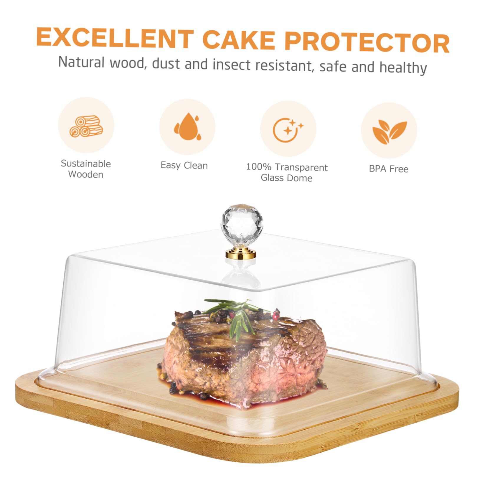 Zerodeko Plato para Pasteles y Base con Cúpula Acrílica Transparente