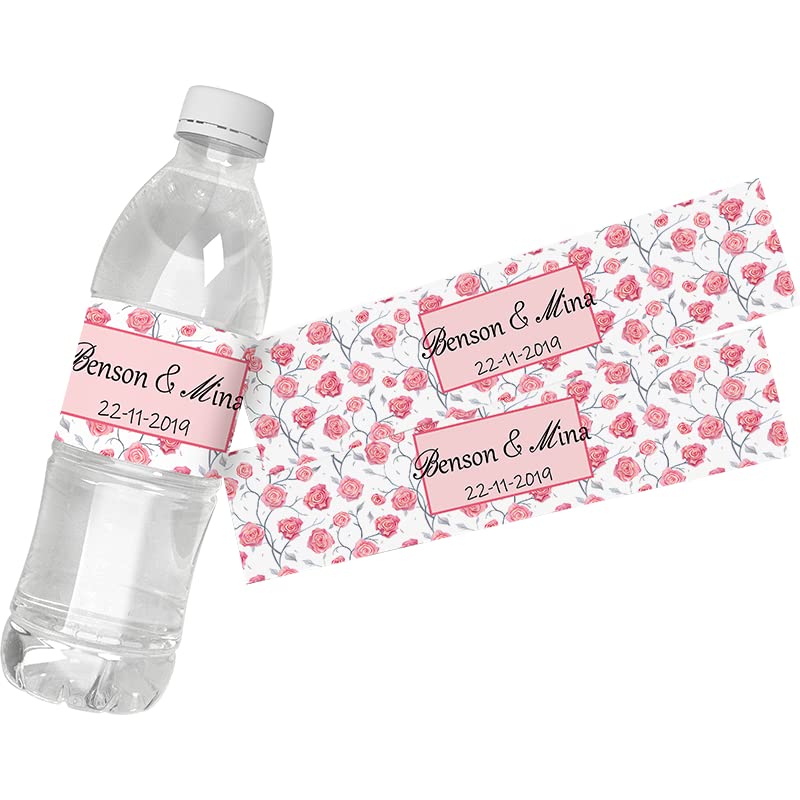 30Pcs Personalized Custom Personalized Floral Wedding Water Bottle Labels Stickers Birthday Anniversary Bride Show Graduation (H)