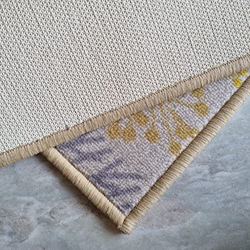 Image of Matz&More Floral Circle Tree Rug | 100x150 CM | Beige Yellow | Soft Nylon Loop Pile with Anti-Slip Gel Backing | Living Room, Bedroom & Office Floor Carpet