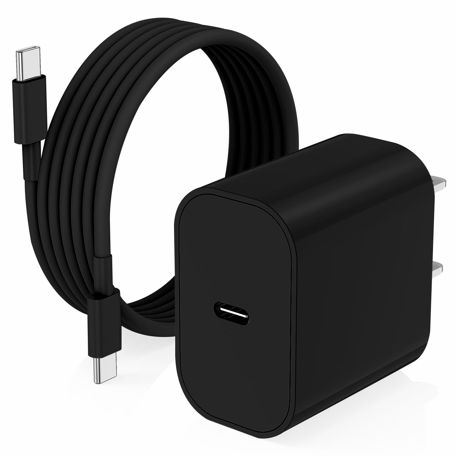 iPhone 17 16 15 Charger/6ft Type C to C Charging Cable Cord Long,USB C Fast Charging Block Plug for Apple iPhone 17 Pro Max/17 Air/16 Pro/16/15 Plus/AirPods/iPad/mini Plug Cube Birck Box Power Adapter 6 Feet Black 1