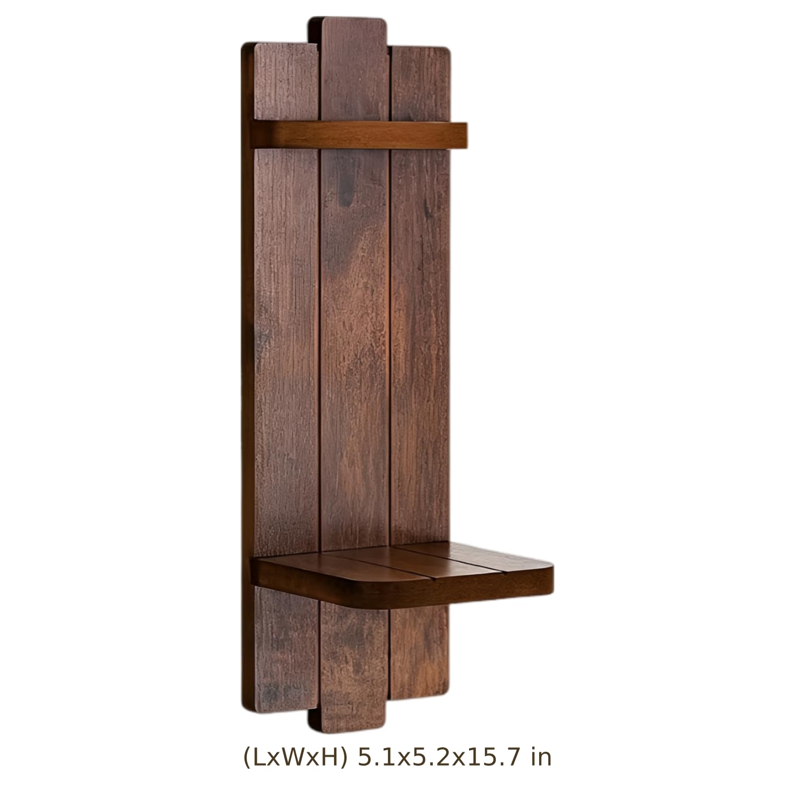 Holz Kerzenhalter, Landhaus Wanddeko mit Ablage, rustikale braune Holz Wandkerzenhalter Deko für Wohnzimmer Schlafzimmer Eingangsbereich, Vintage Hängedeko mit vertikalen Lamellen