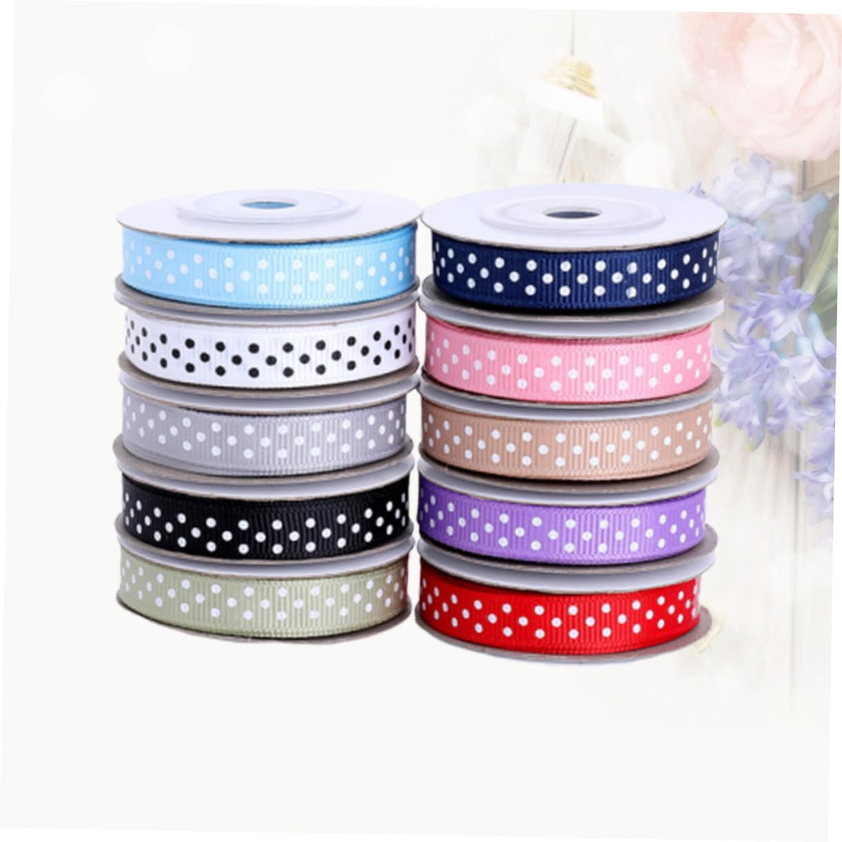 ARTIBETTER 2 Sätze Yards Dotted Pattern Ribbed Ribbon Buntes Geschenkband Für Diy Heimdekoration Hochzeits Und Partyprojekte Vielseitig Einsetzbar Strapazierfähig Und 10 Rollen * 2