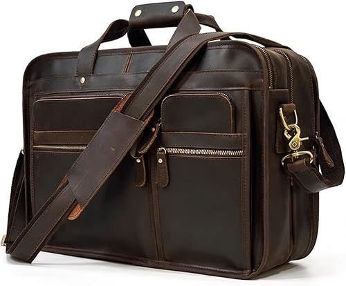 Ztimi Vintage Leather Mens Briefcase with Pockets Bag On Business Suitcase Crazy Leather Laptop Bags (Color C, Size One Size)