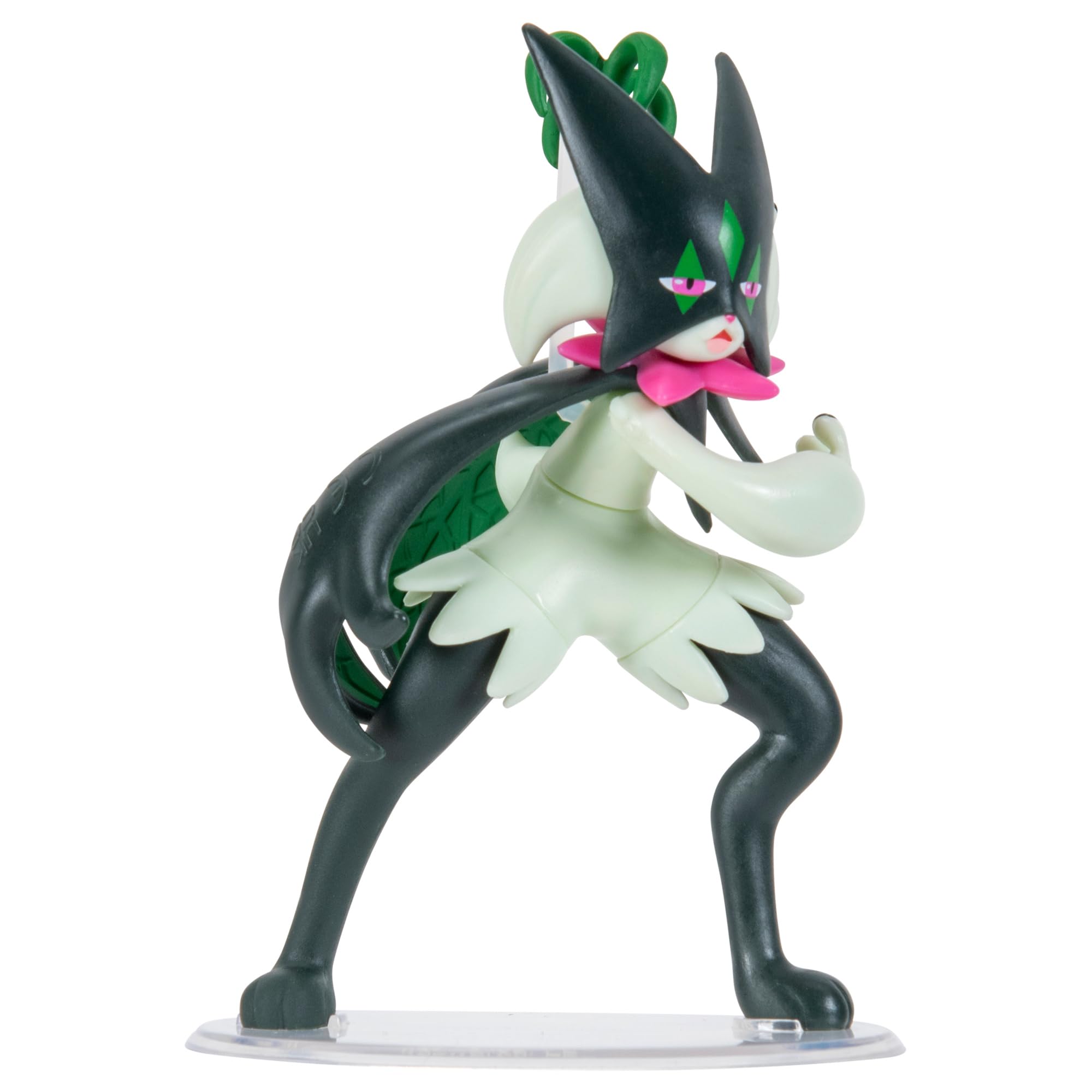 Pokémon Meowscarada Battle Feature Figure - Figura de Batalla Meowscarada de 4.5 Pulgadas con Ataque Slash