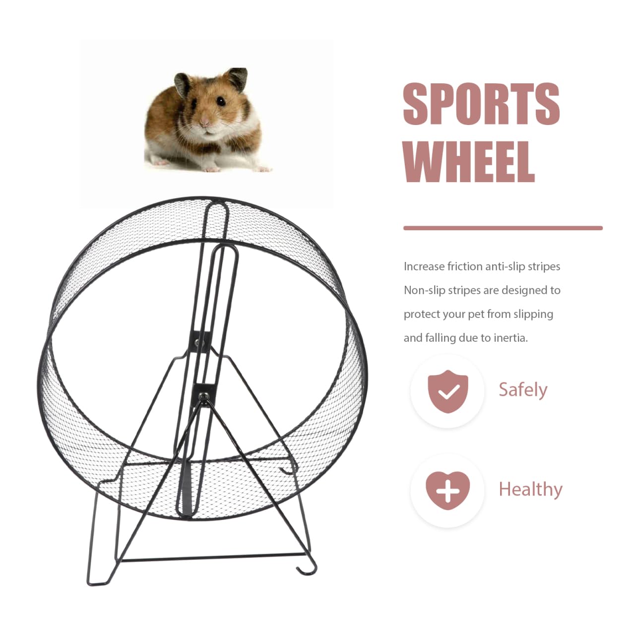 Totority Hamsterlaufrad mit Halterung, Leises Laufrad 37,5 x 32 x 18,5 cm | Großes Rennrad für Hamster Goldhamster Igel Eichhörnchen, Schraubbefestigung für Käfig, Nachtlauf Spielzeug