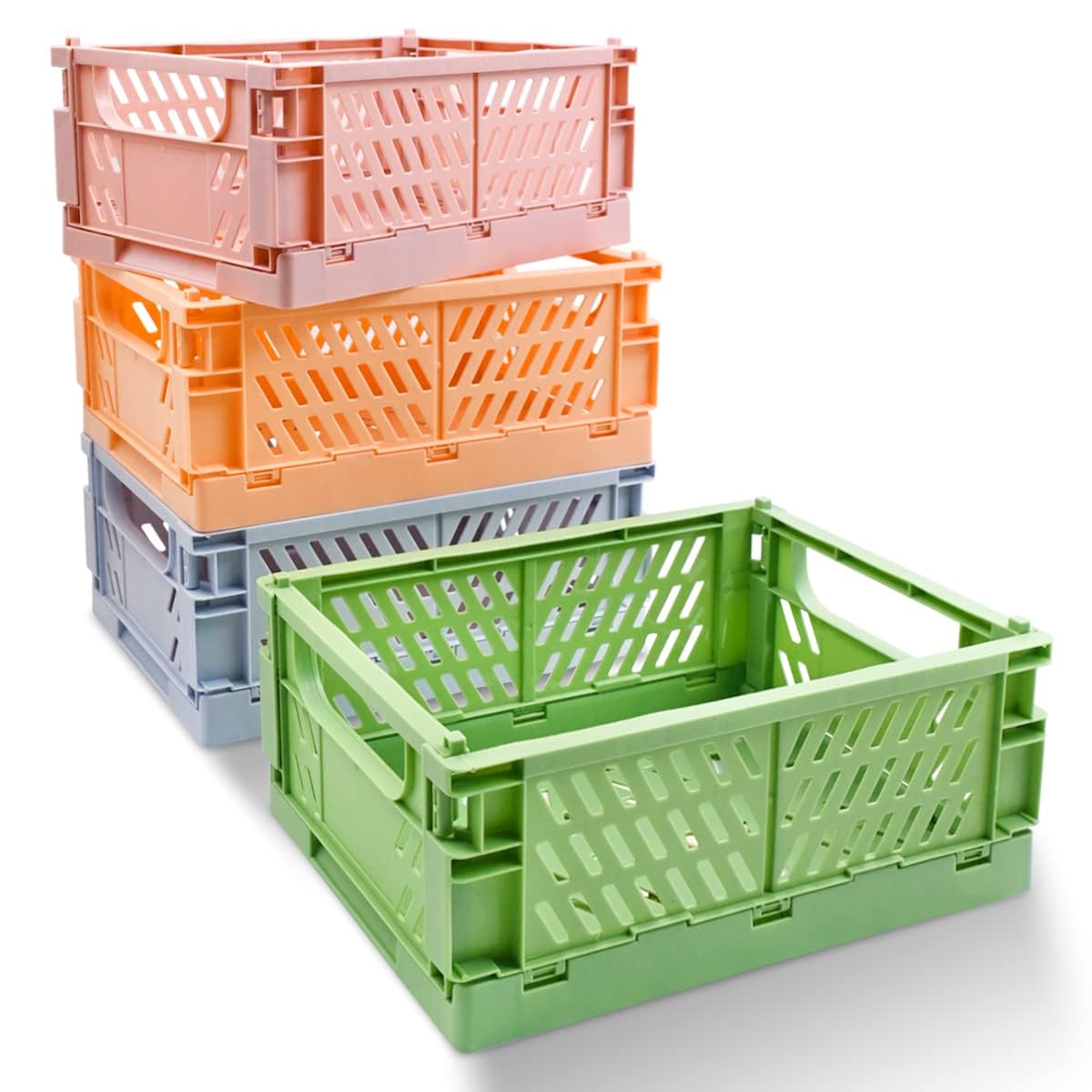 WESTRET Everyday Foldable Plastic Storage Basket | Collapsible Utility Organizer Crate | Stackable Portable Box for Kitchen & Household (Multi Color/Pack of 1)-image-19