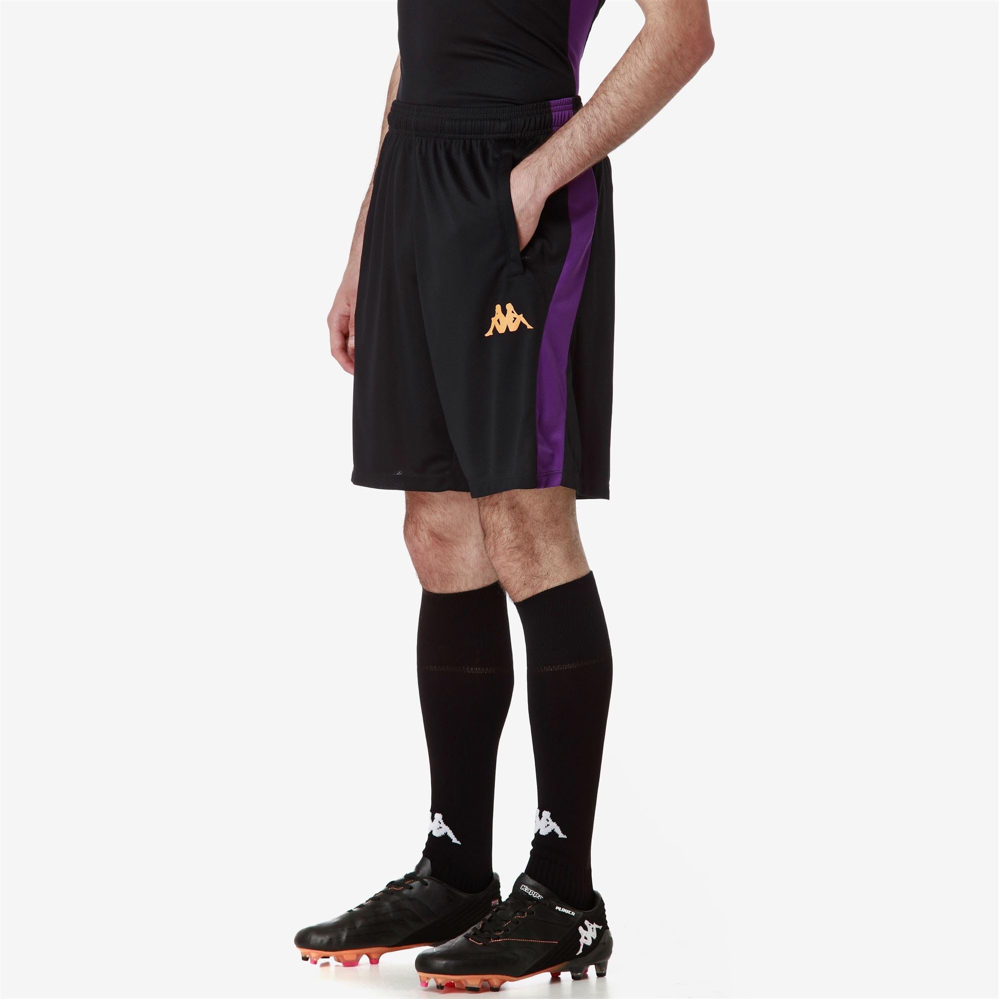 Kappa - Pantaloncini Sportivi, Uomo, Poliestere Riciclato, Calcio, Modello: Ahorazip PRO 8 Fiorentina