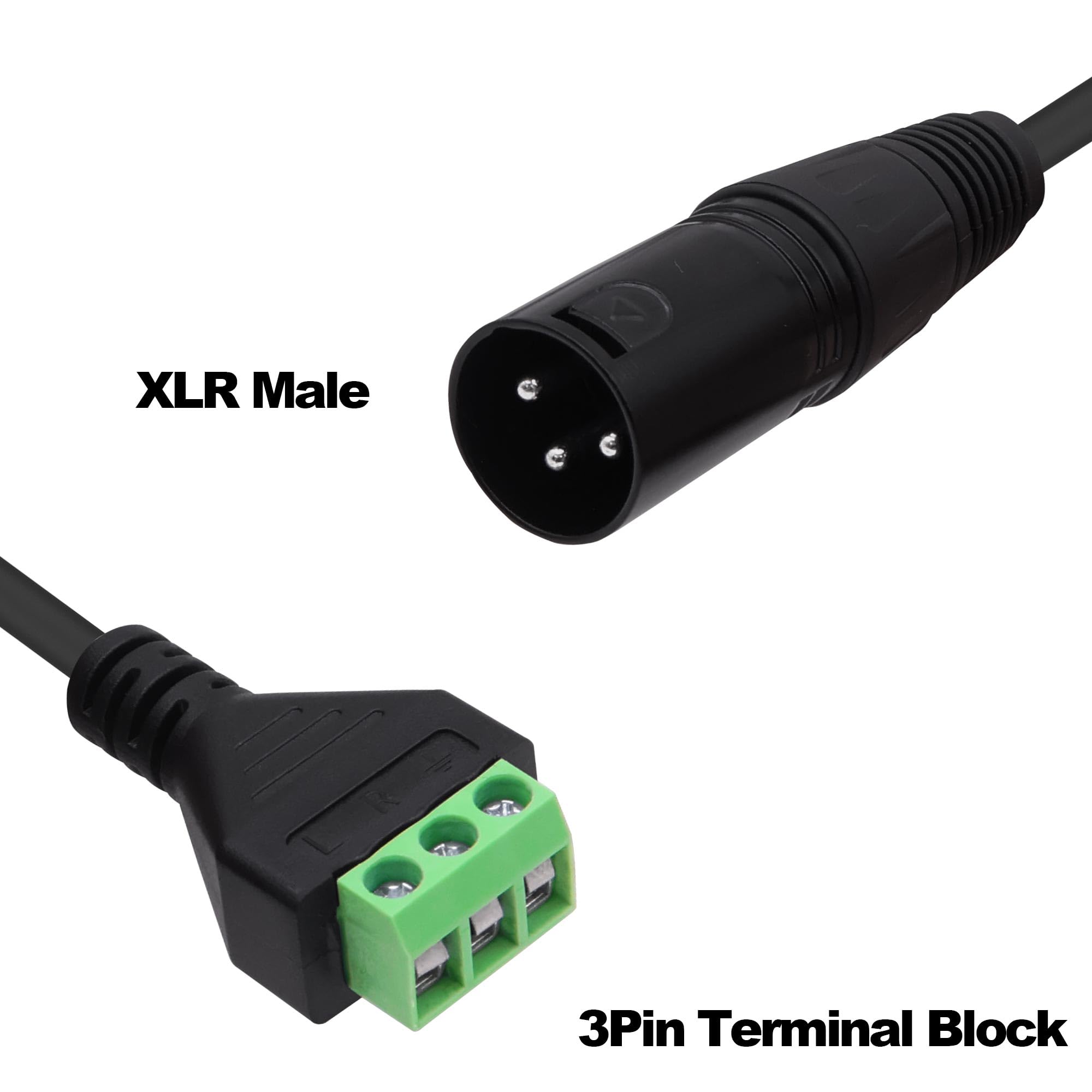 YARCHONN XLR Solderless Connector Adapter Screw Terminal Block Cable XLR to 3Pin Screw Terminal Block Cable Cord for Speaker Amplifier Microphone -30cm/11.8in-2pcs (XLR Male) - Image 2