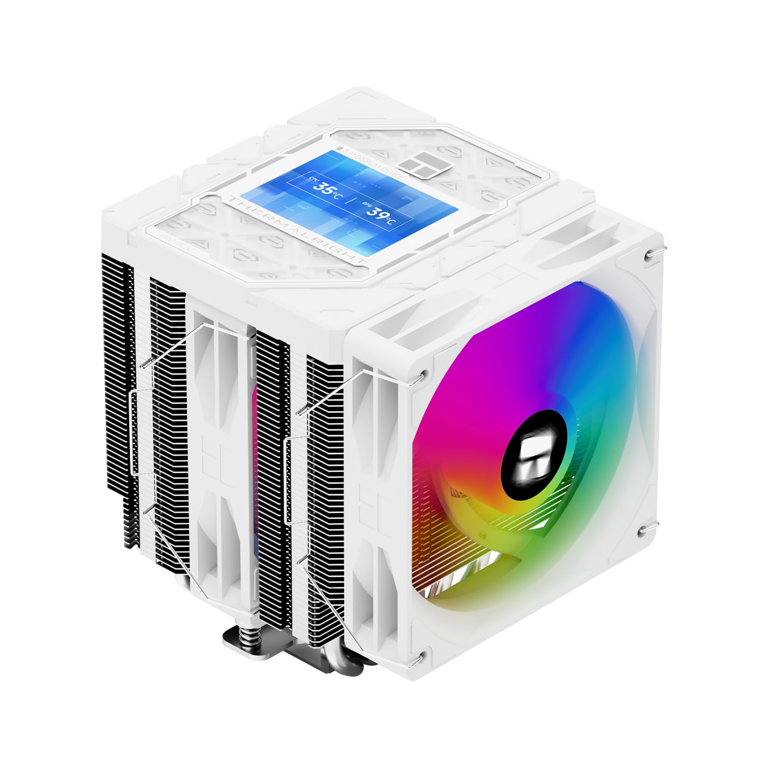 TR-Thermalright Peerless Assassin 120 Vision ARGB White Refroidisseur de processeur, double tour avec 6 caloducs et écran IPS de 2,8", compatible avec AM5/AM4, Intel LGA1851/1700/1150/1151/1200