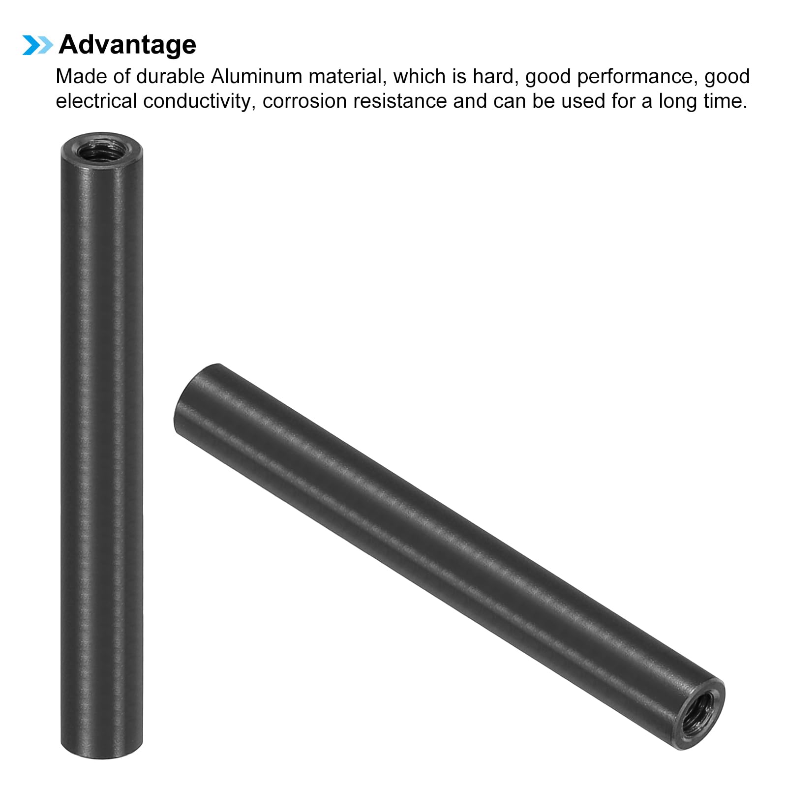 PATIKIL 6pcs M3 Metal Threaded Standoff Spacer Nuts, Round Aluminum Spacers Female Coupling Screws, 1/8" ID x 3/16" OD, Black, (45mm L) - Image 4