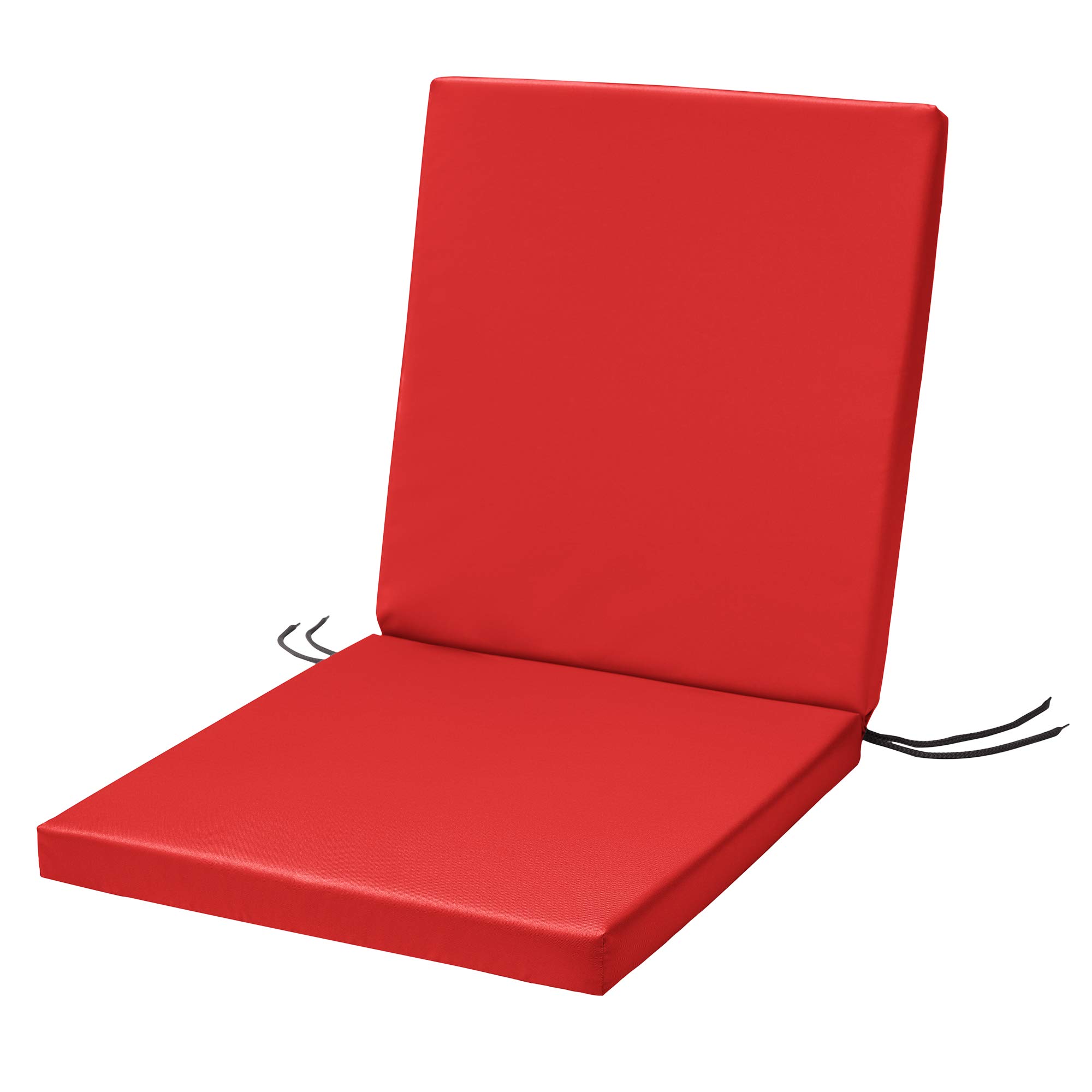 SOFTILLO Waterproof Low Back Chair Cushion With Ties 100x45x4cm | Indoors/Outdoors Patio Seat Pad Cushion For Garden Chairs, Loungers, Recliner, Relaxer | Water-Resistant Material |Red