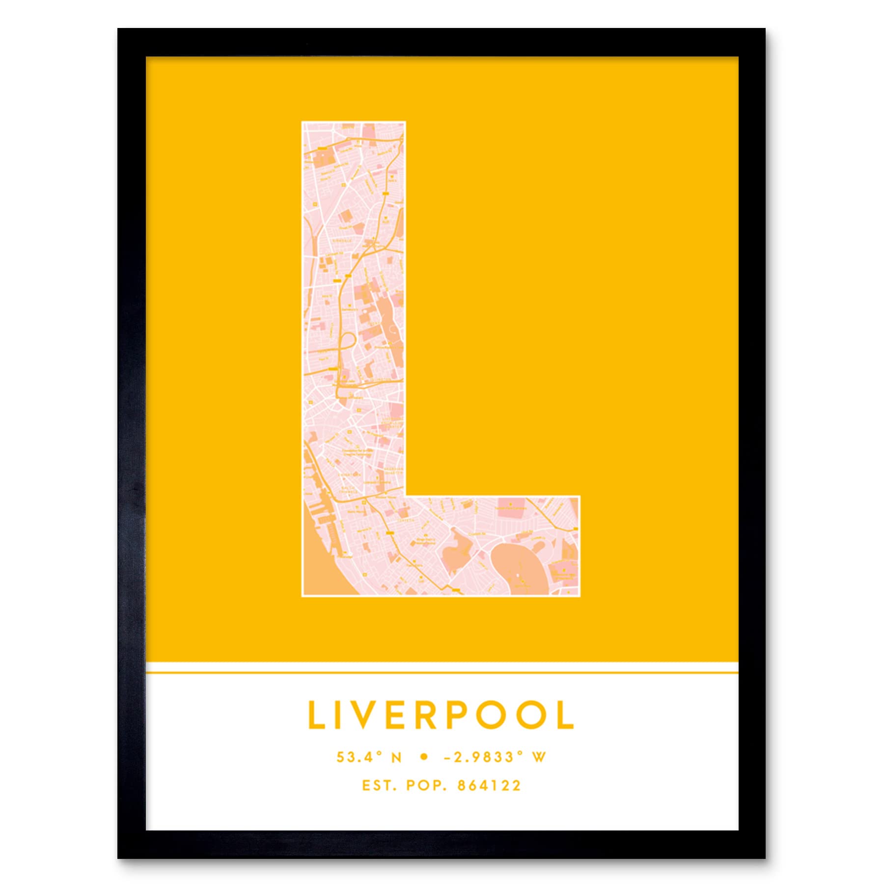 Wee Blue Coo Framed Wall Art Liverpool England United Kingdom City Map Modern Typography Stylish Letter Word12X16 Inch from B&Q